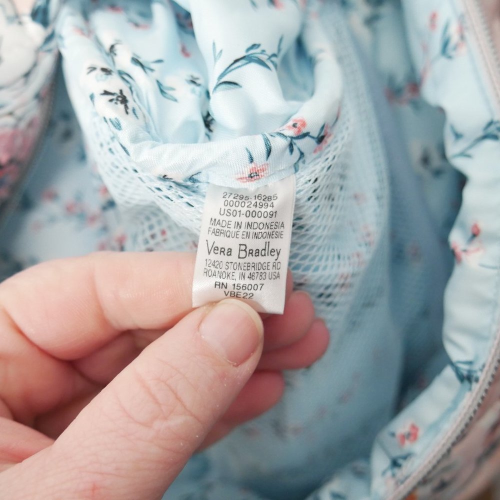 Vera Bradley Peach Blossom Bouquet Large Travel Duffel Bag Weekender Twill NWT - Picture 10 of 12